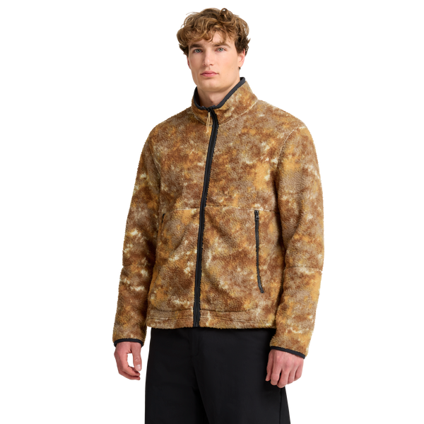 Jack Wolfskin STONE LITE AOP JKT M Warme Fleecejacke Herren – Lichen Hazel Wood – Studioaufnahme 1