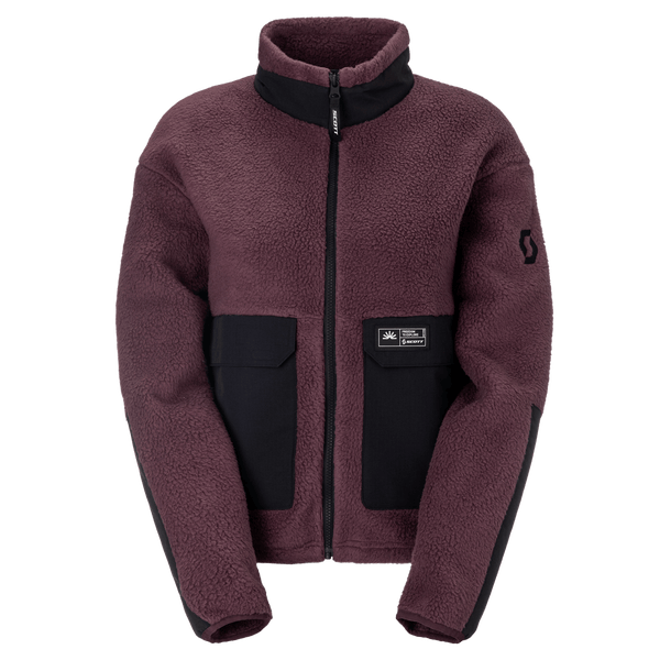Chaqueta de forro polar SCOTT Escape Heritage Pile para mujer – Cocoa Red - Black, vista frontal