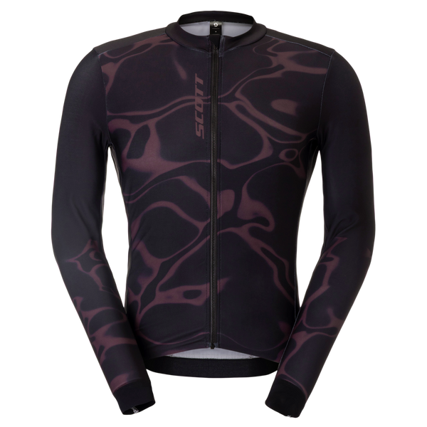SCOTT Pro Mid Langarm-Radtrikot Herren Cocoa Red - Black Vorderansicht