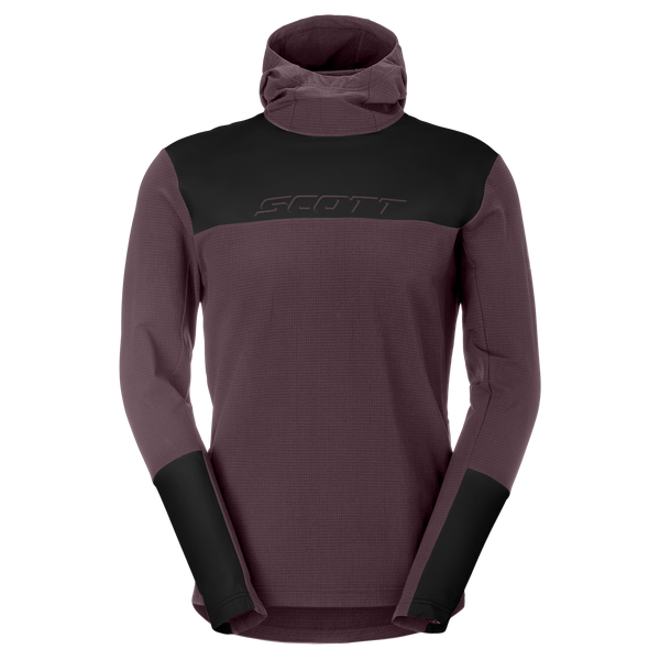 SCOTT Vertic Pro Warm Fahrrad-Hoodie Herren Cocoa Red - Black Vorderansicht