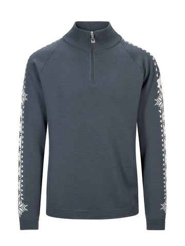 Dale Of Noorwegen GEILO Merino Sweater Heren – Staal – Offwhite – Packshot