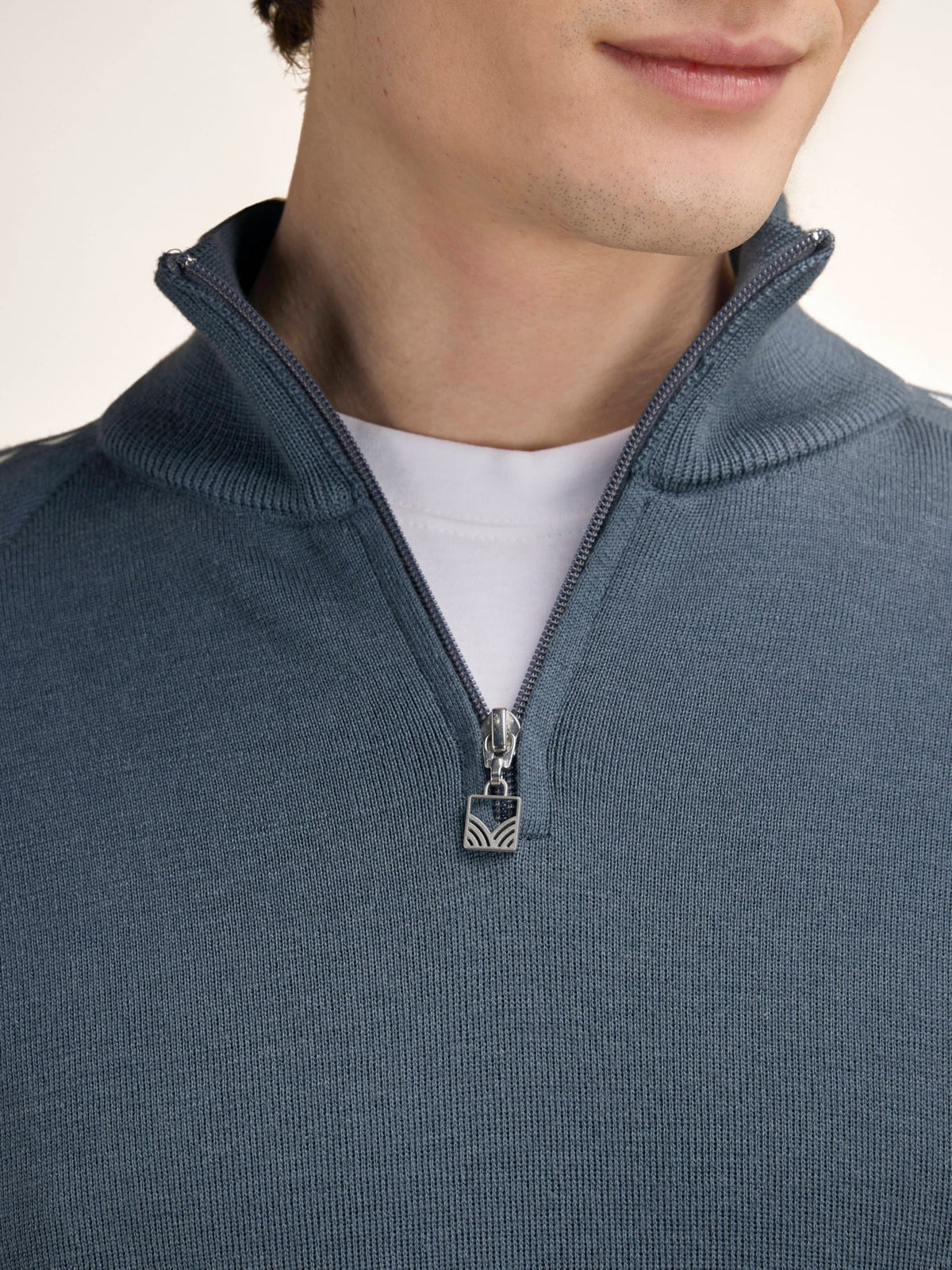 Dale Of Noorwegen GEILO Merino Sweater Heren - Staal - Offwhite - Detail