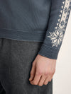 Dale Of Noorwegen GEILO Merino Sweater Heren - Staal - Offwhite - Mouwdetail