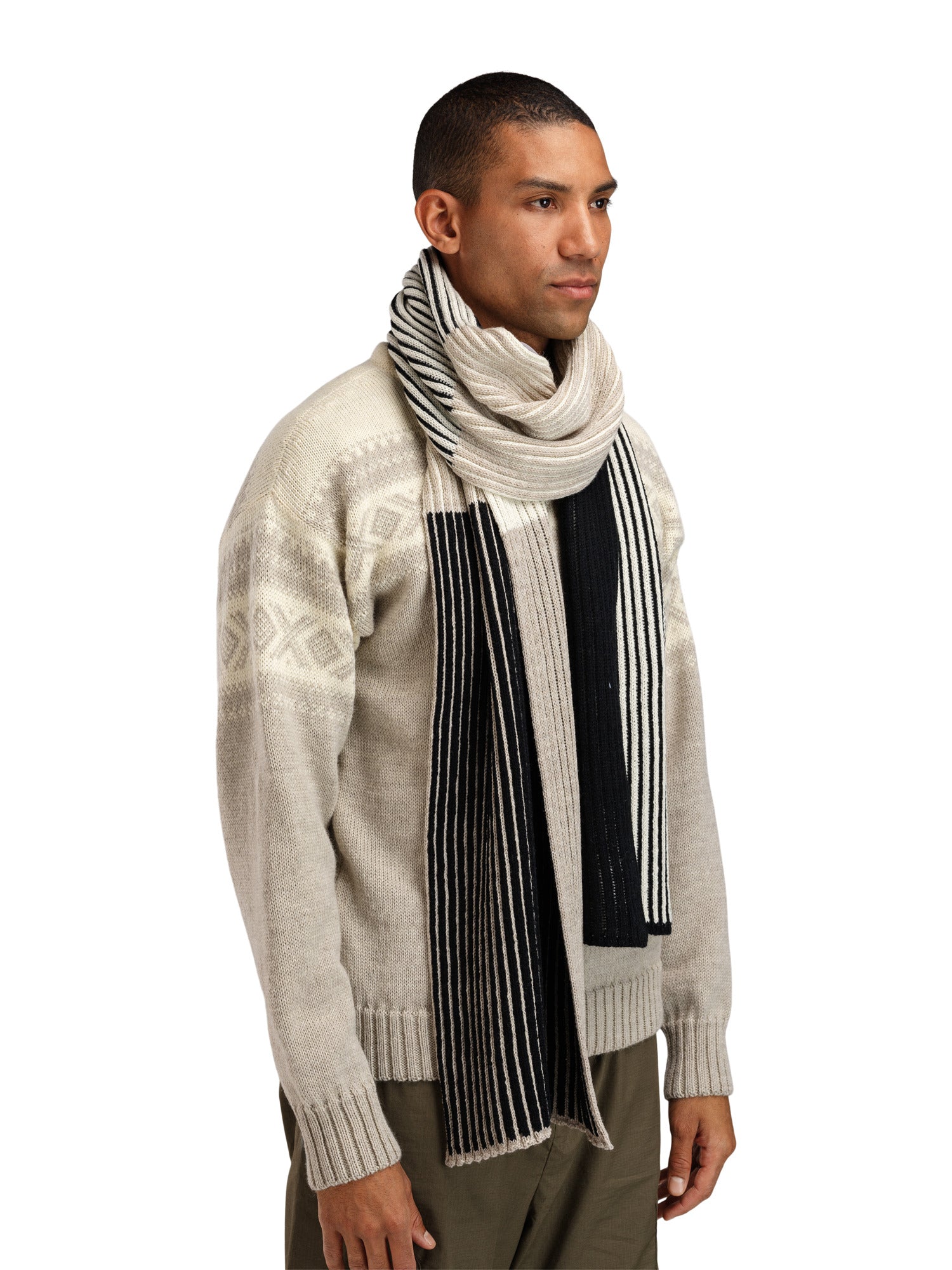 Dale Of Norway SKARSTIND SCARF Black Offwhite Sand Mel One size - PeakStyle