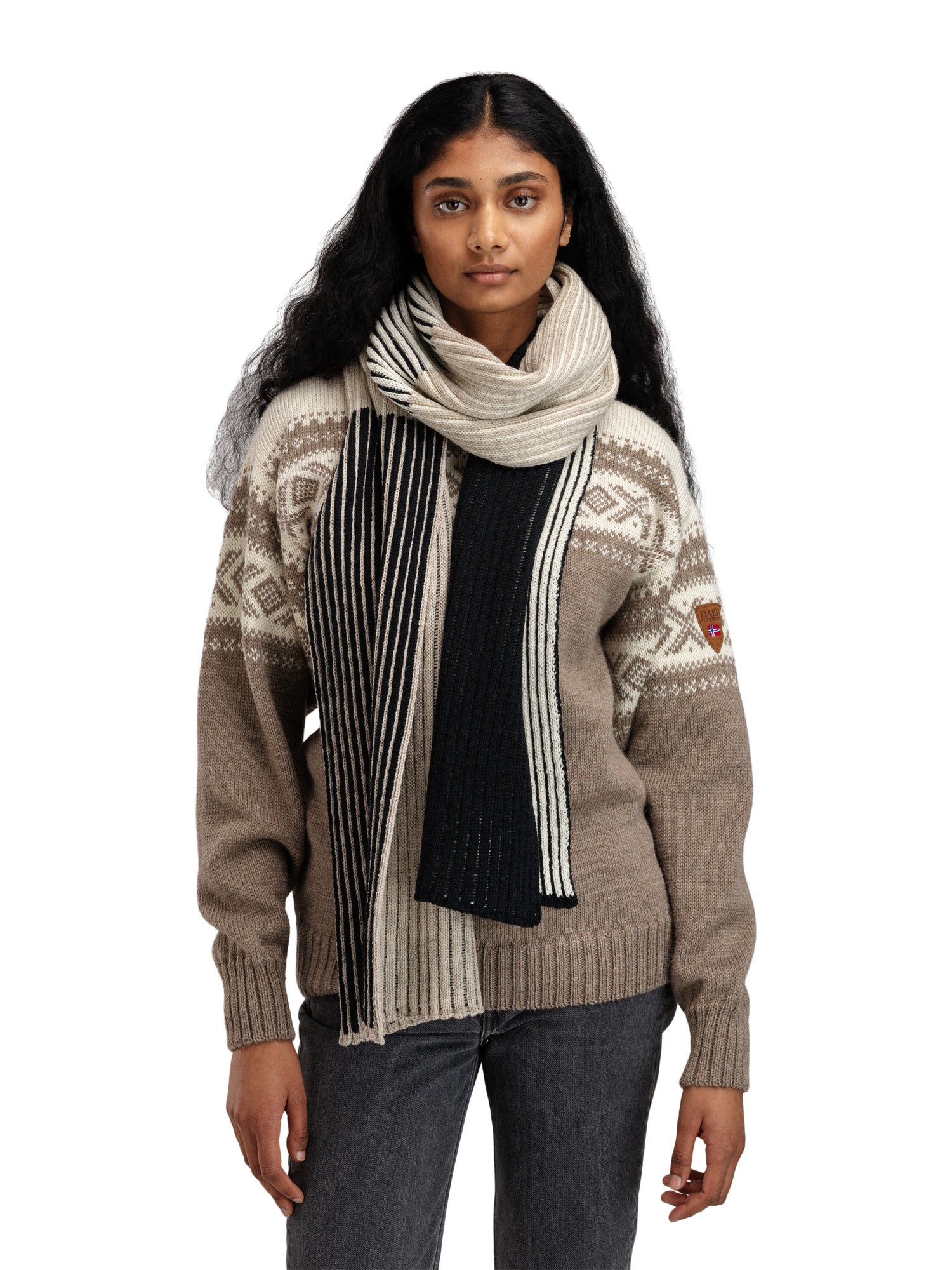 Dale Of Norway SKARSTIND SCARF Black Offwhite Sand Mel One size - PeakStyle