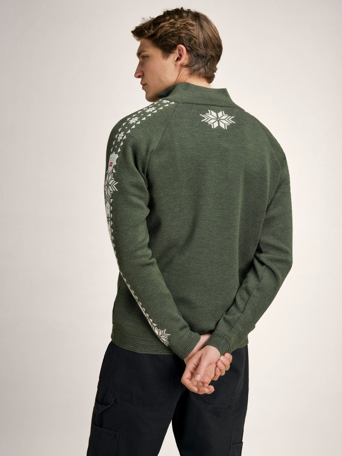 Dale Of Noorwegen GEILO Merino Sweater Heren – Donkergroen - Offwhite – Achteraanzicht