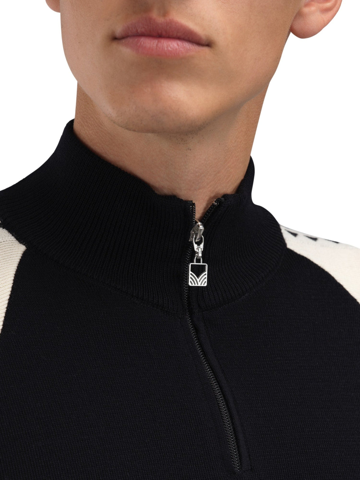 Dale Of Noorwegen GEILO Merino Sweater Heren – Zwart - Offwhite – Detail