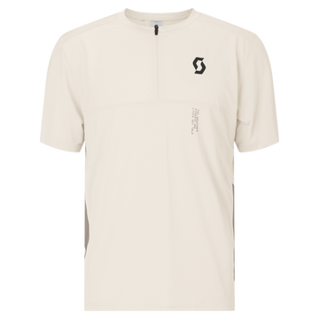 SCOTT Tee Vertic Zip Short Sleeve Herren – Cotton White - Toast Beige – Vorderansicht