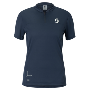 SCOTT Tee Vertic Zip Short Sleeve Damen – Dark Blue – Vorderansicht