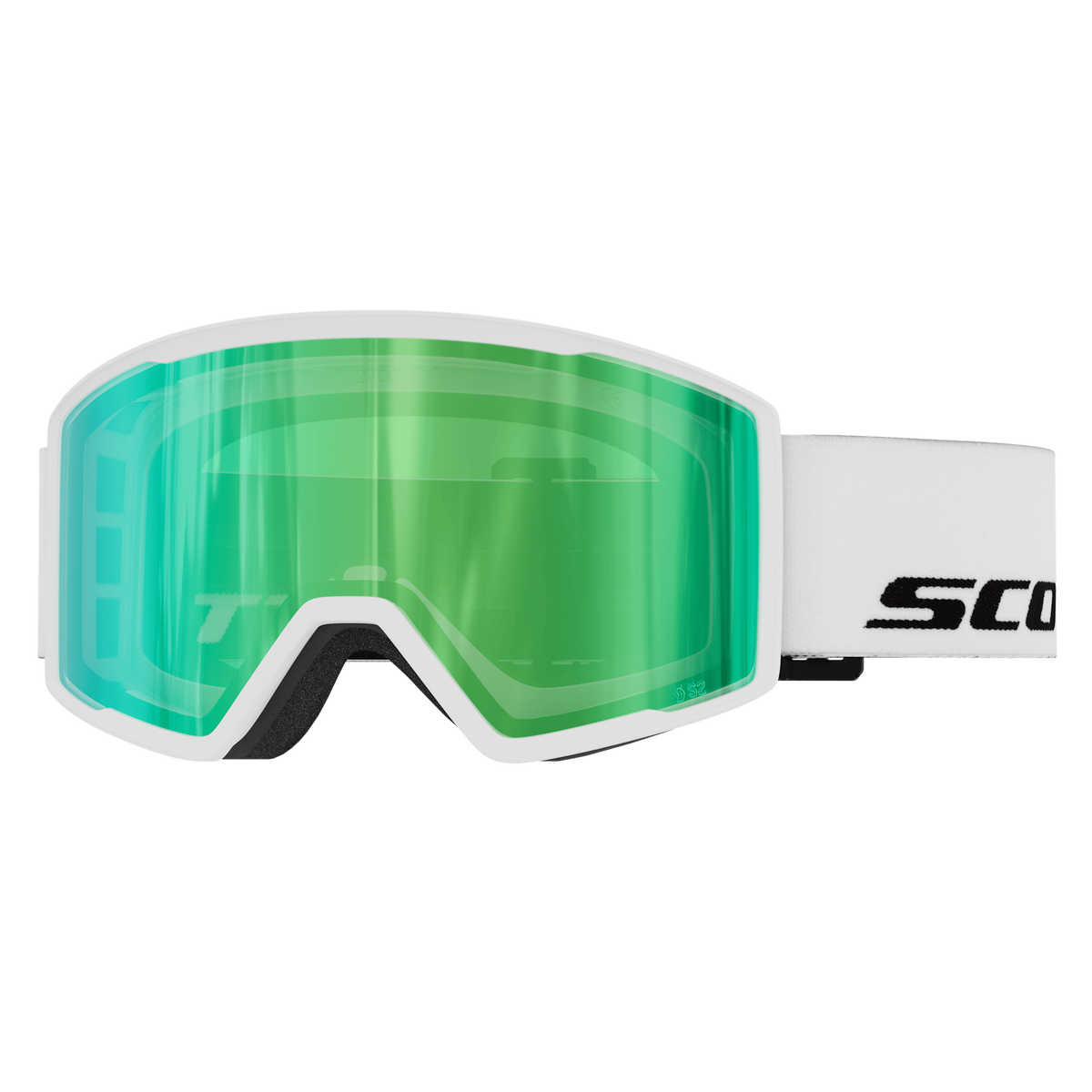 SCOTT Trace Pro Skibrille – White - Green Chrome S2 – Ansicht 1