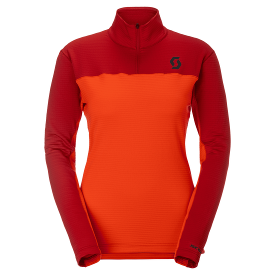 Jersey de capa intermedia SCOTT Defined Light para mujer – Turbo Red - Toasted Red – Vista frontal