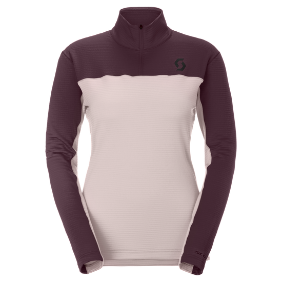 Jersey de capa intermedia SCOTT Defined Light para mujer – Wax Pink - Cocoa Red – Vista frontal