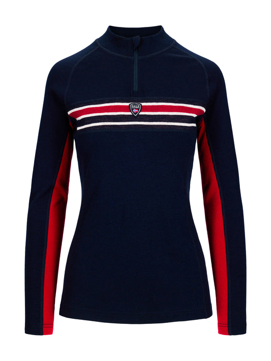 Dale Of Norway W AKSLA FEM BASELAYER HALF ZIP Navy Red OffWhite XL - PeakStyle