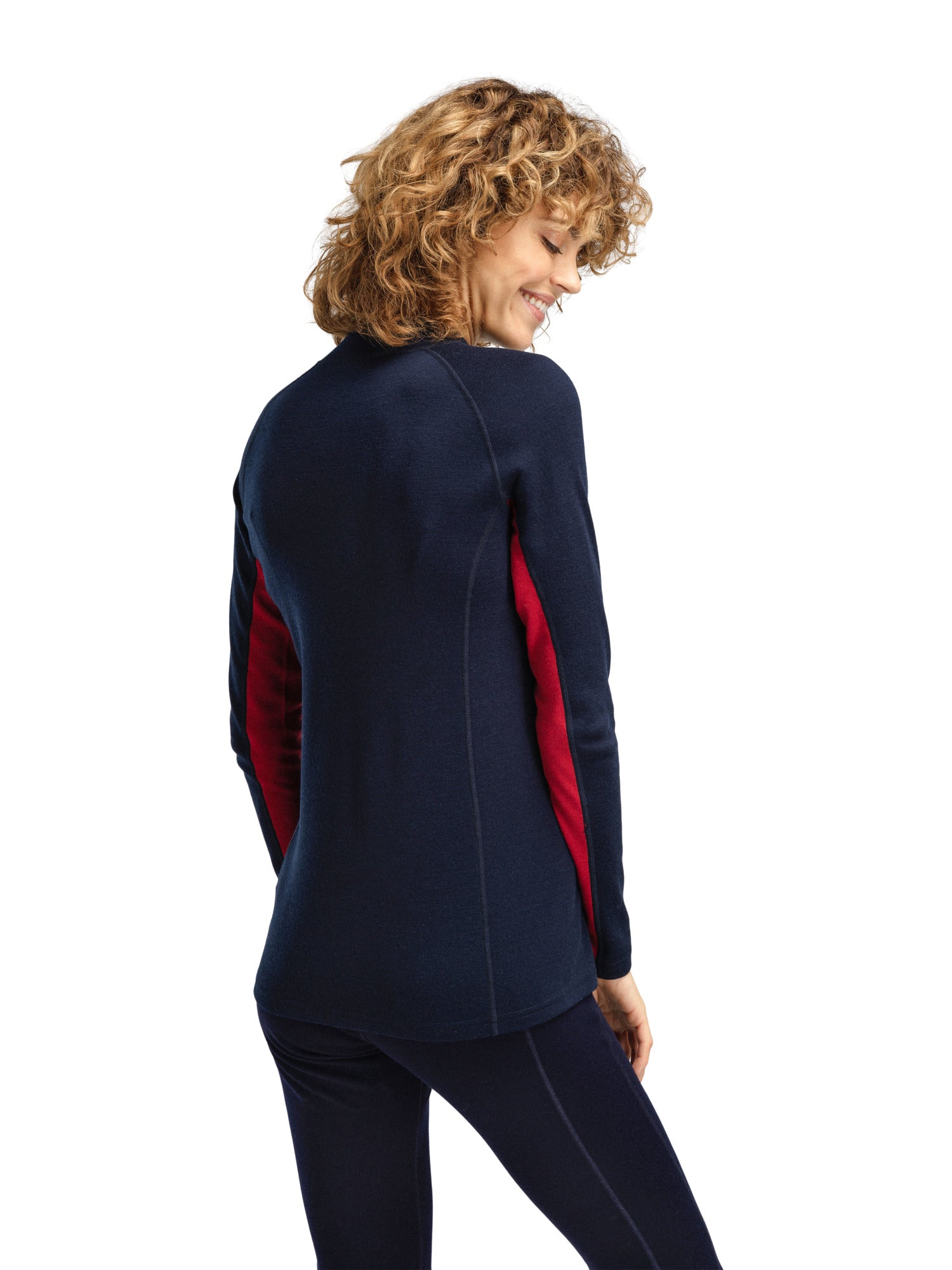 Dale Of Norway W AKSLA FEM BASELAYER HALF ZIP Navy Red OffWhite XL - PeakStyle