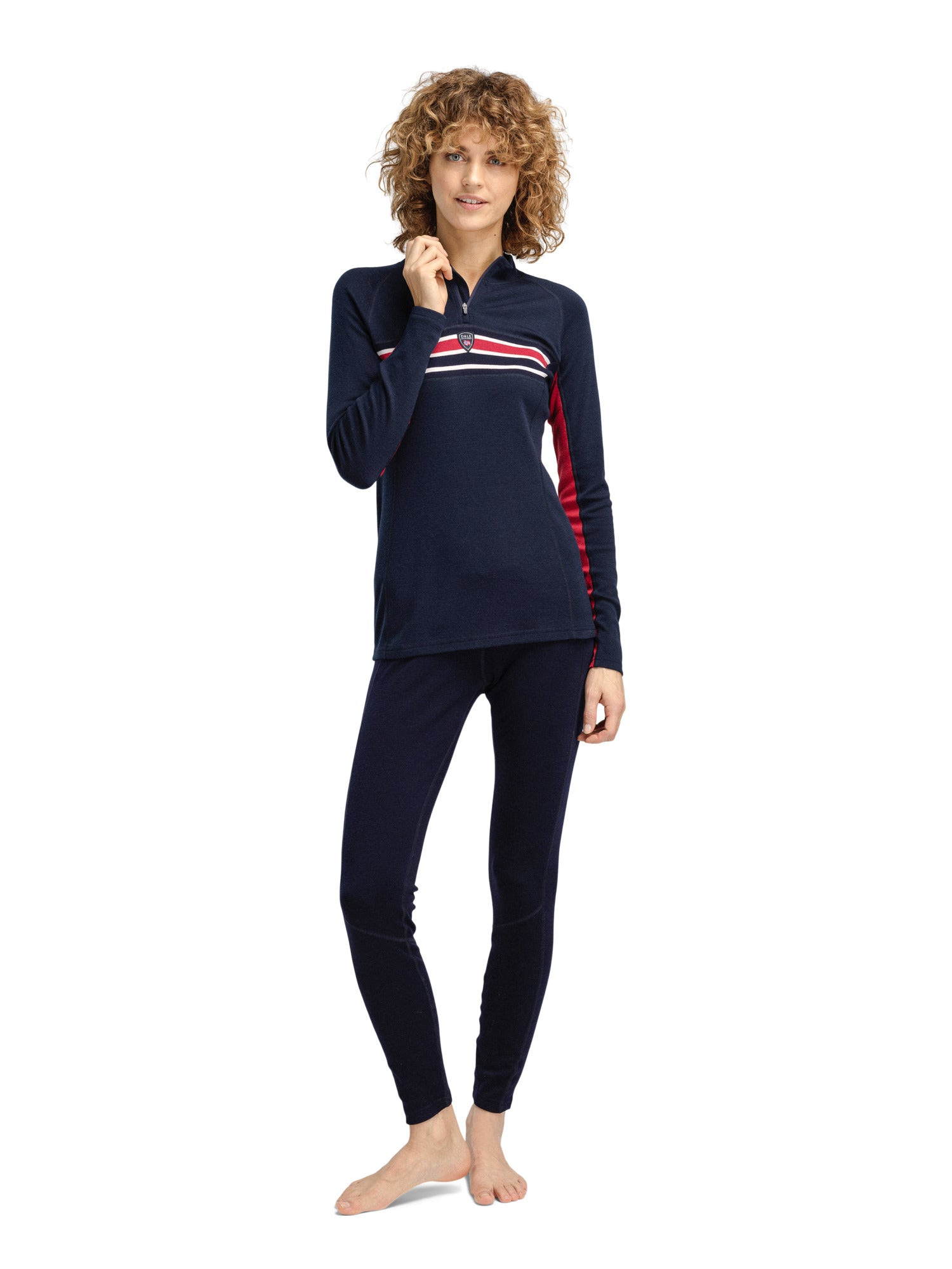 Dale Of Norway W AKSLA FEM BASELAYER HALF ZIP Navy Red OffWhite XL - PeakStyle