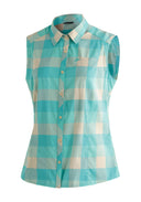 Maier Sports W SANA SLEEVELESS turquoise check 34 - PeakStyle