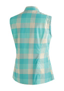 Maier Sports W SANA SLEEVELESS turquoise check 34 - PeakStyle