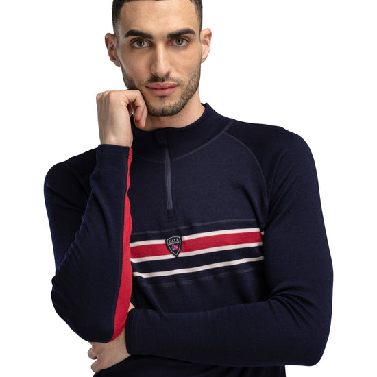 Dale Of Norway M AKSLA MASC BASELAYER HALF ZIP Navy Red OffWhite XXL - PeakStyle