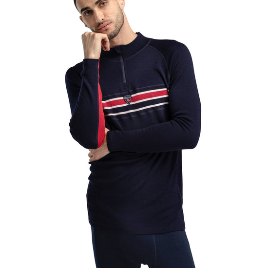 Dale Of Norway M AKSLA MASC BASELAYER HALF ZIP Navy Red OffWhite XXL - PeakStyle