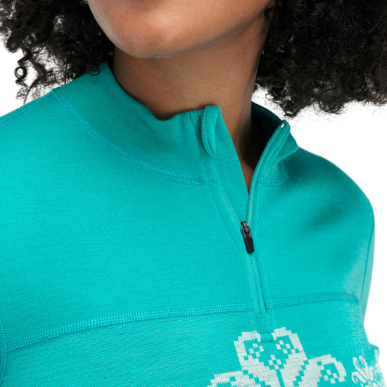 Dale Of Norway W FALKEBERG FEMININE BASELAYER HALF ZIP Peacock Offwhite XL - PeakStyle