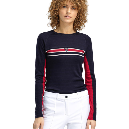 Dale Of Norway W AKSLA FEMININE BASELAYER CREW NECK Navy Red OffWhite XL - PeakStyle
