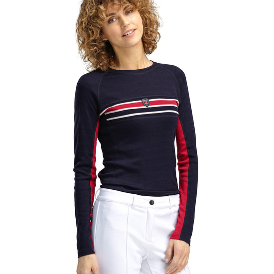 Dale Of Norway W AKSLA FEMININE BASELAYER CREW NECK Navy Red OffWhite XL - PeakStyle