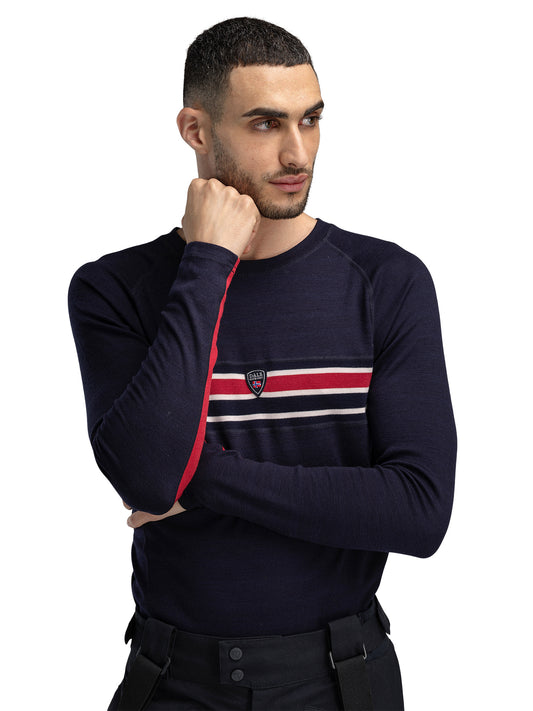 Dale Of Norway M AKSLA MASCULINE BASELAYER CREW NECK Navy Red OffWhite XXL - PeakStyle