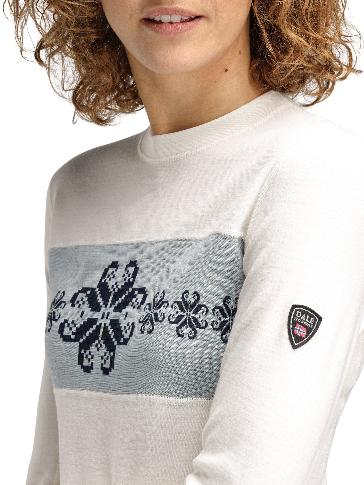 Dale Of Norway W FALKEBERG FEMININE BASELAYER CREW NECK Offwhite Navy XL - PeakStyle