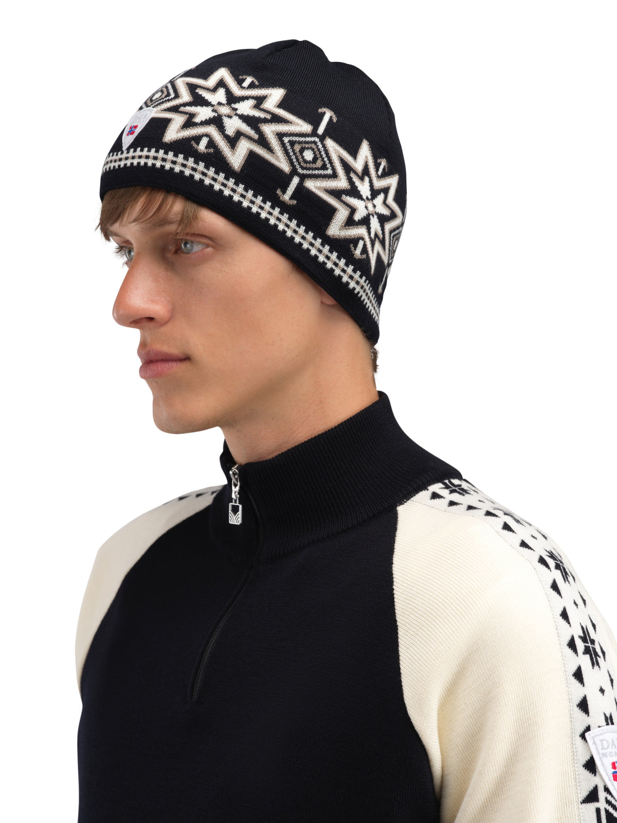 Dale Of Norway TINDEFJELL HAT Black Offwhite Mountainstone One size - PeakStyle