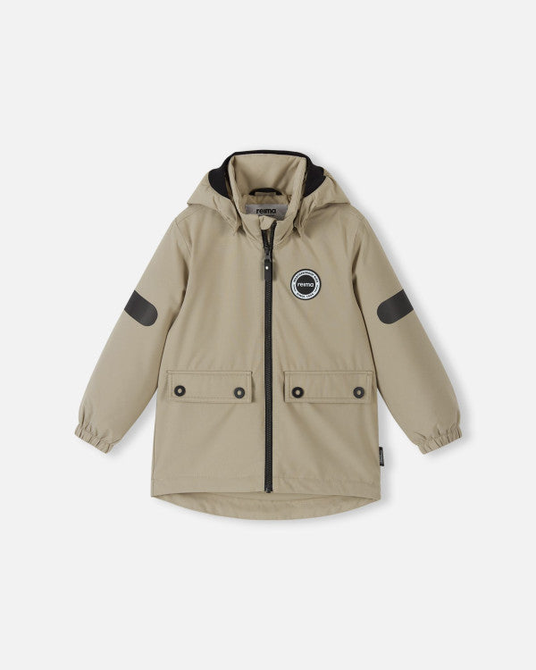 Chaqueta de entretiempo Reima Symppis ReimaTec para niños, color beige tierra – Foto del producto (parte delantera)