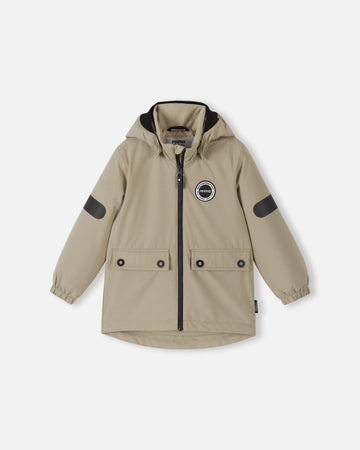 Chaqueta de entretiempo Reima Symppis ReimaTec para niños, color beige tierra – Foto del producto (parte delantera)