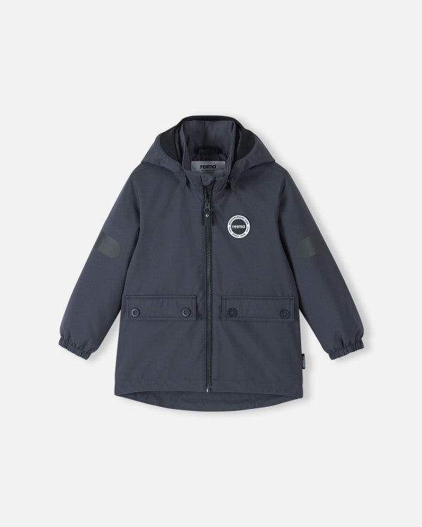 Chaqueta de entretiempo Reima Symppis ReimaTec para niños, color negro suave – Foto del producto (parte delantera)