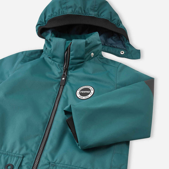 Mono de entretiempo Reima Sevetti ReimaTec para niños, color verde azulado oscuro – Detalles del producto: capucha