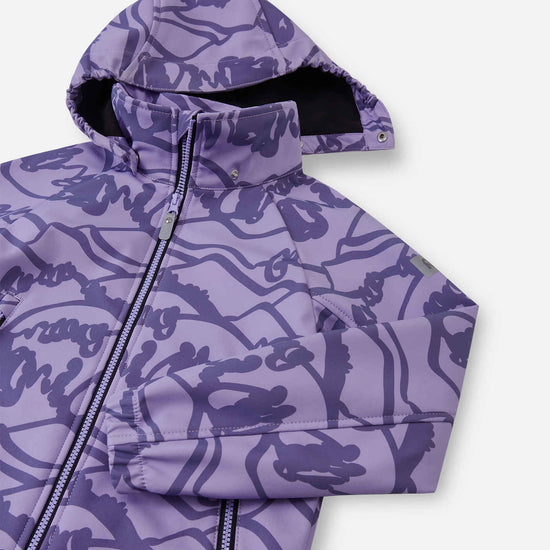 Reima Aitoo Kids' Softshell Jacket in Blooming Lilac – Close-up