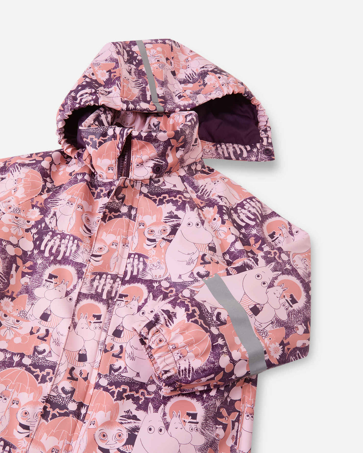 Combinaison de pluie Reima Moomin Rapakko pour enfants, rose pâle – Détails du produit : capuche