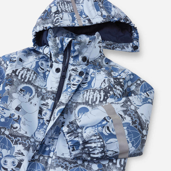 Combinaison de pluie Reima Moomin Rapakko pour enfants, couleur Airy Blue – Détails du produit : capuche
