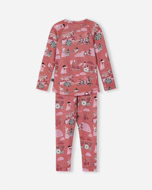 Reima Moomin Trivsam Functional Underwear Set for Toddlers, Rose Blush – Back View of Product Shot