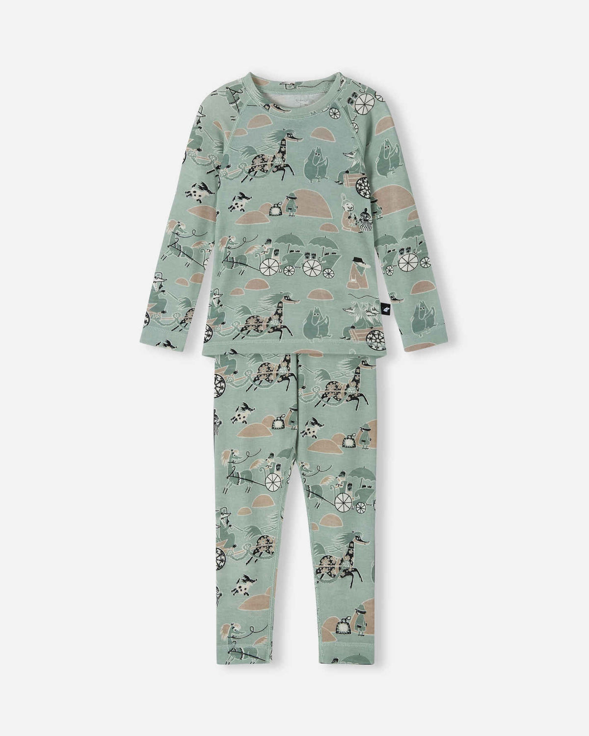 Reima Moomin Trivsam functionele onderkleding set voor peuters Airy Green – Packshot voorkant