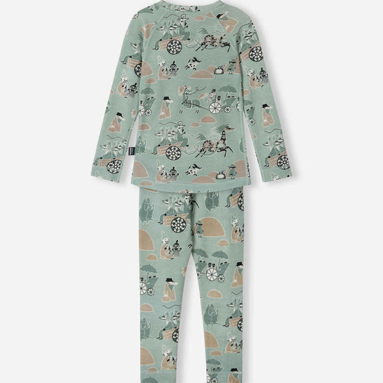 Reima Moomin Trivsam functionele onderkleding set voor peuters Airy Green – Packshot achterkant