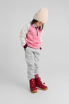 Pantalon polaire Reima Sangis pour enfants, gris chiné, texture du tissu