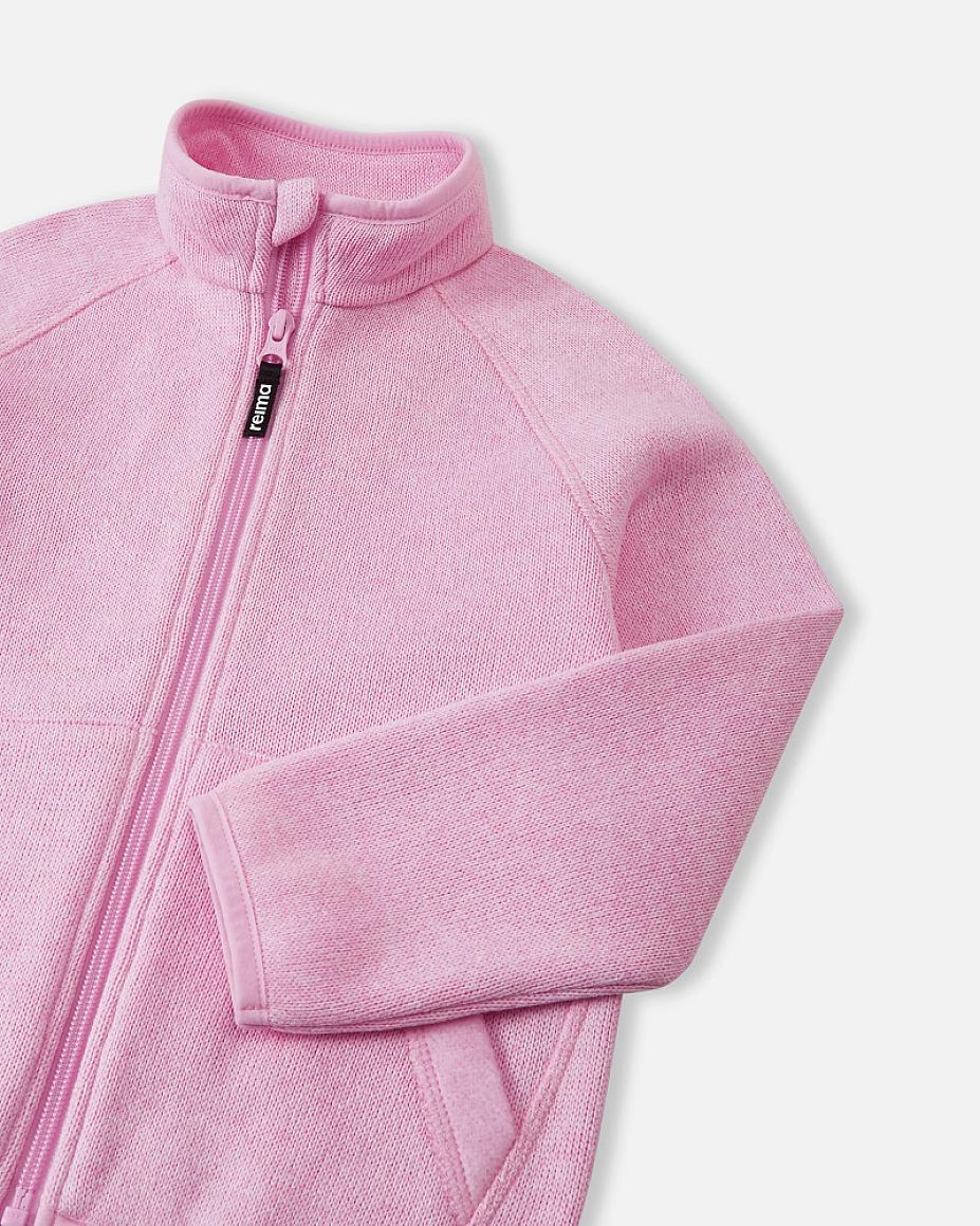 Veste polaire Reima Hopper pour enfants Light Heather : vue détaillée du col et des manches