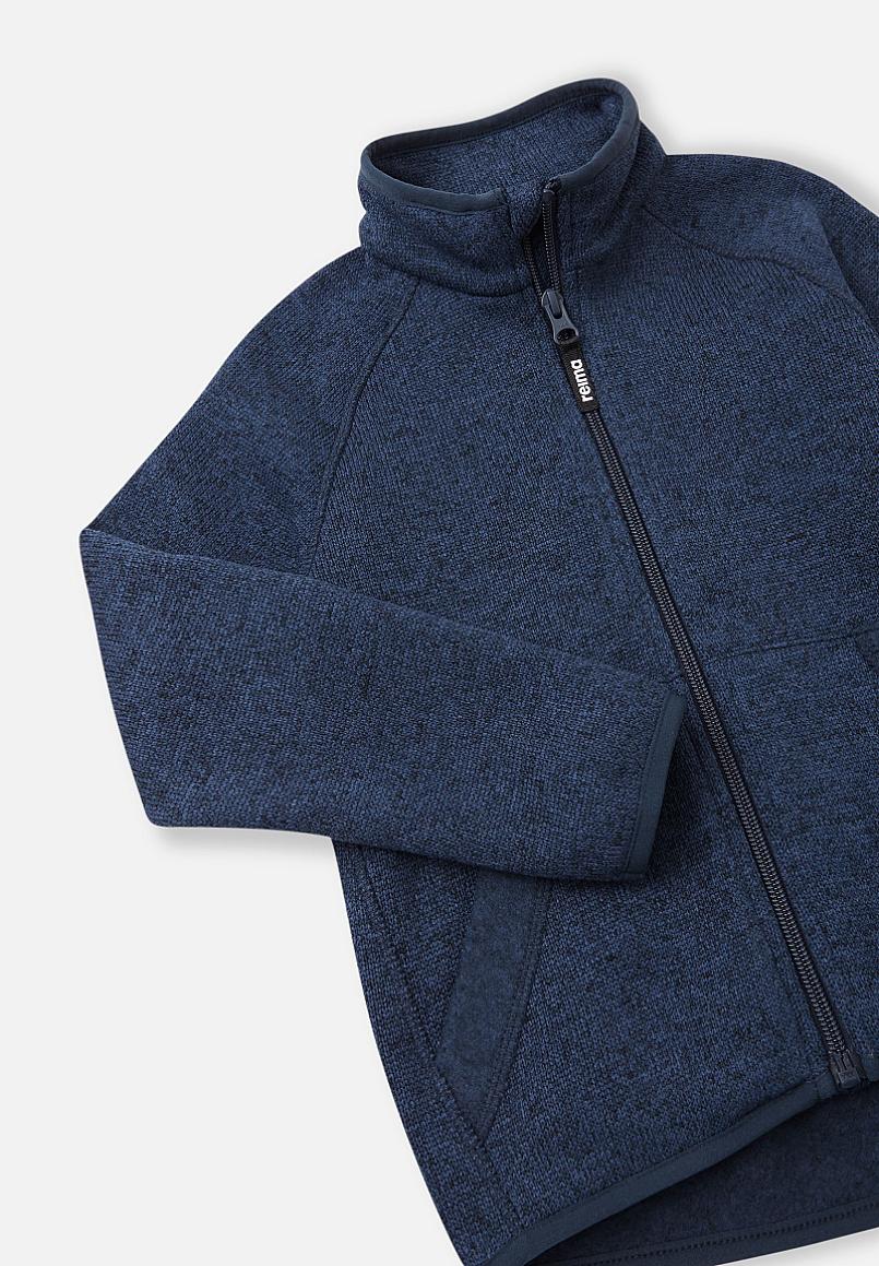 Veste polaire Reima Hopper pour enfants, bleu jean – Vue détaillée de la manche