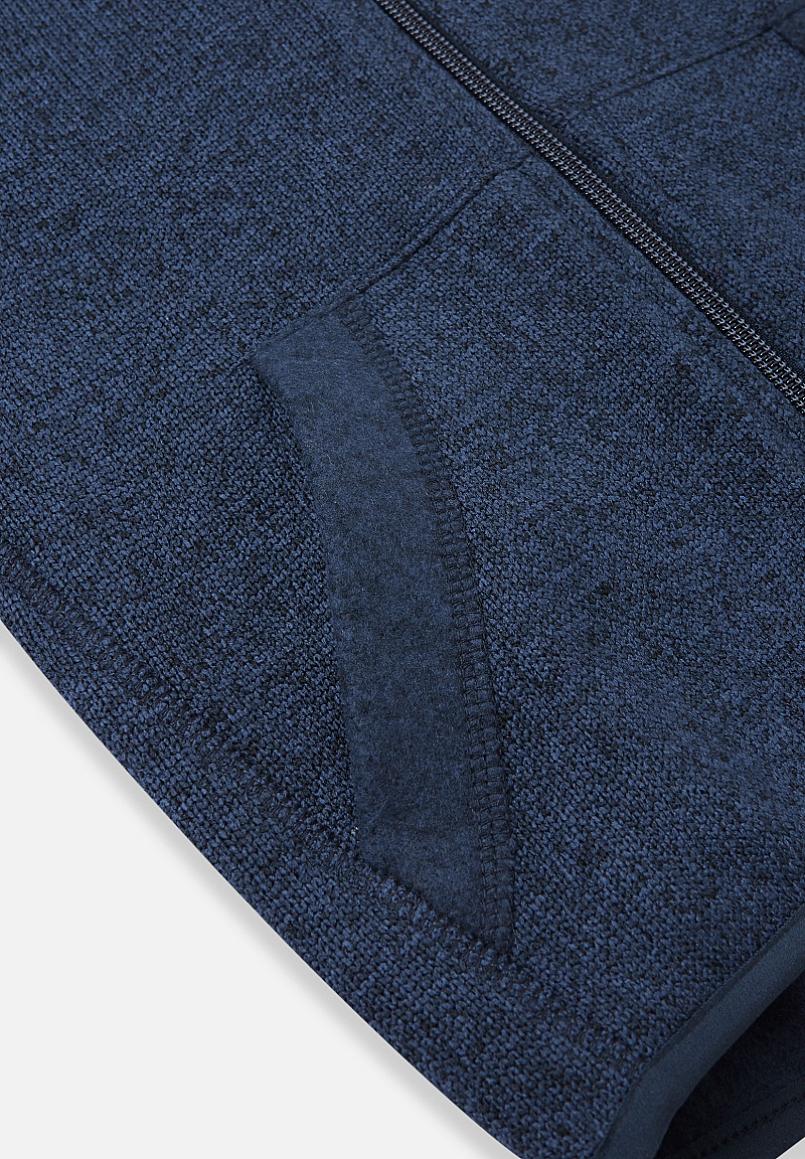Veste polaire Reima Hopper pour enfants, bleu jean – Vue détaillée de la fermeture éclair