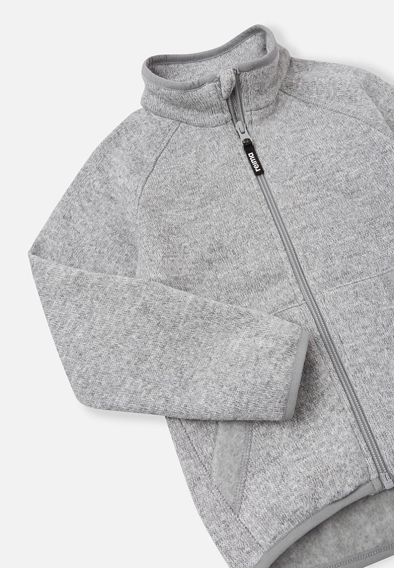 Veste polaire Reima Hopper pour enfants, gris chiné – Vue détaillée de la manche