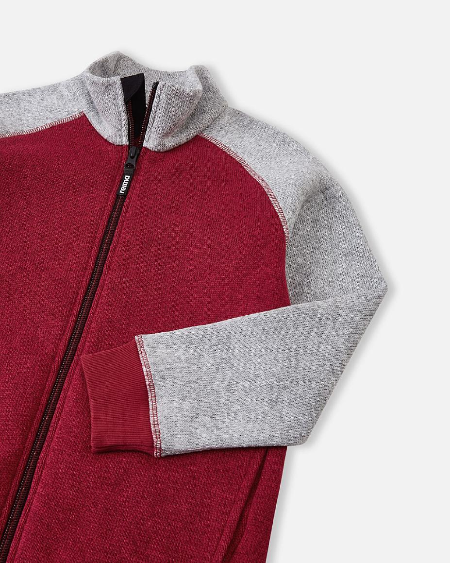 Reima Neulomus Kids' Fleece Jacket, Cranberry – Detail View 1
