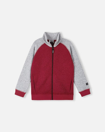 Reima Neulomus Kids' Fleece Jacket, Cranberry – Front View (Packshot)