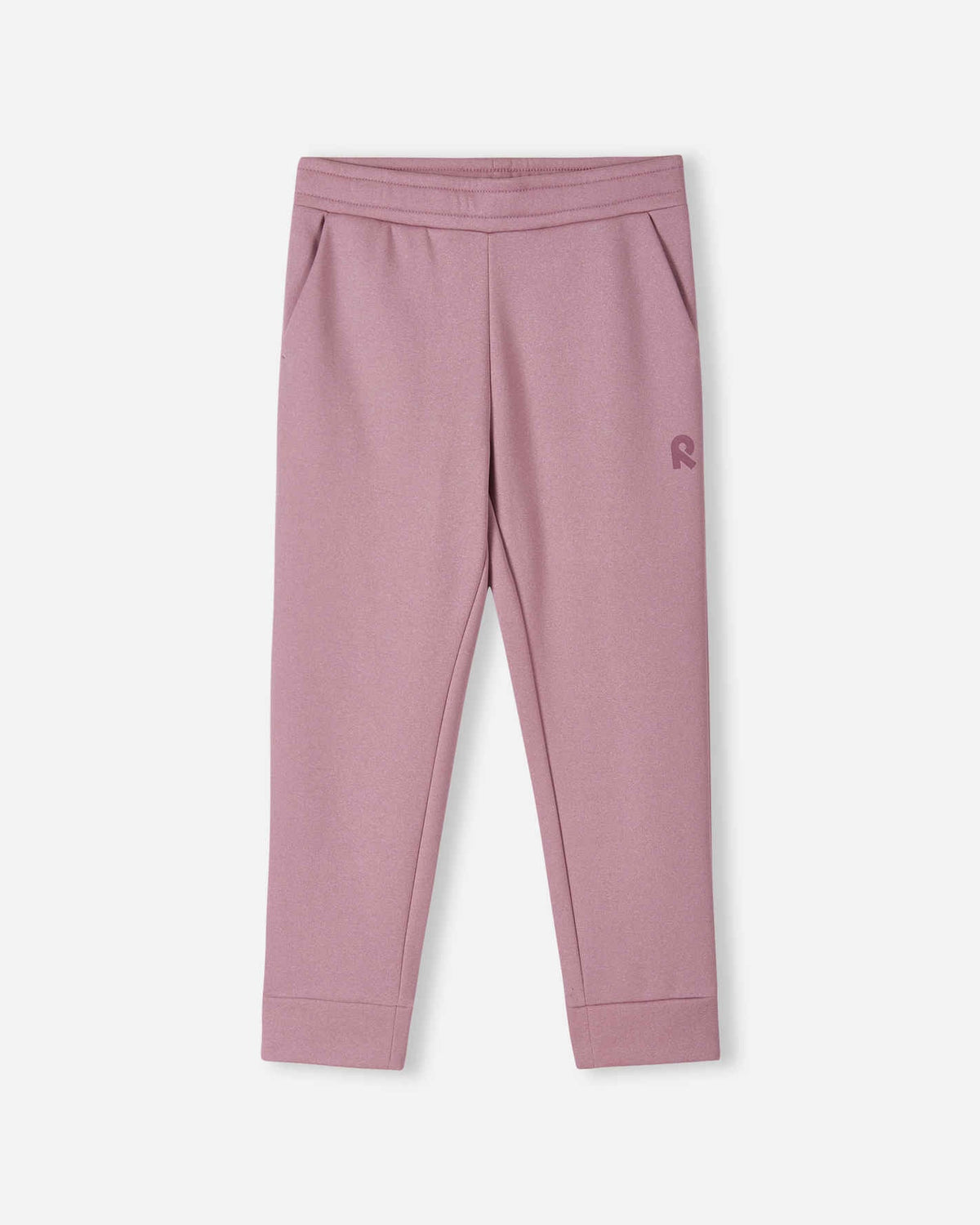 Pantaloni da jogging in pile Reima Nasta per bambini, grigio e rosa – Foto del prodotto (vista frontale)