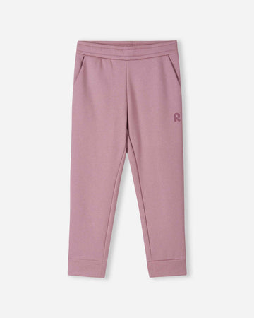 Pantaloni da jogging in pile Reima Nasta per bambini, grigio e rosa – Foto del prodotto (vista frontale)
