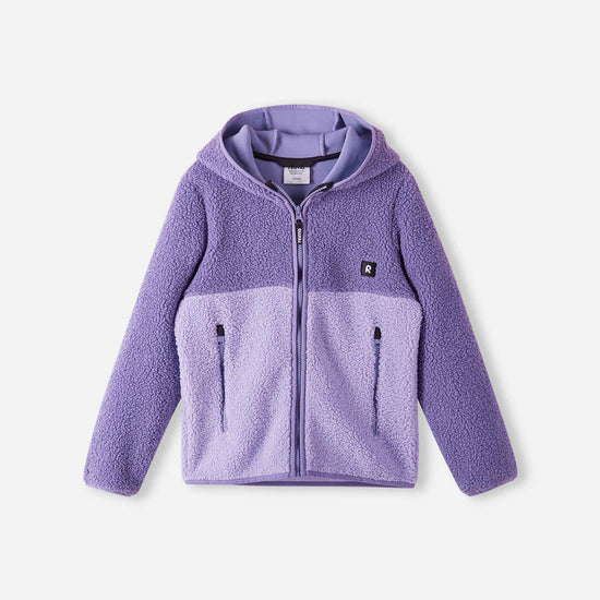 Giacca in pile Teddy Reima Muhkea per bambini, colore Misty Violet – Foto del prodotto (lato anteriore)