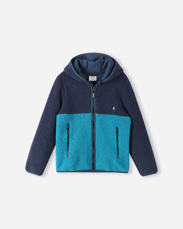 Giacca in pile Teddy Reima Muhkea per bambini, blu navy – Foto del prodotto (fronte)